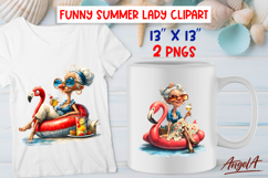 Summer vacation clipart elderly lady drinking wine on sea Product Image 1