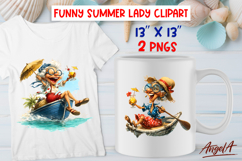 Summer vacation clipart elderly lady drinking cocktail PNG Product Image 1