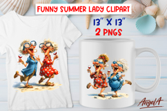 Summer vacation clipart Elderly lady Best friend drinking Product Image 1