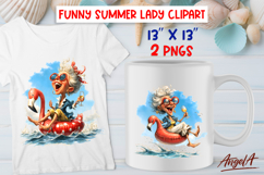 Summer vacation clipart elderly lady drinking wine Laughing Product Image 1