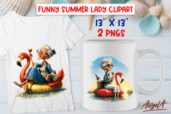 Summer vacation clipart elderly lady drinking wine Sunset Product Image 1