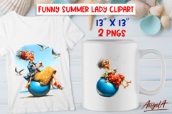 Summer vacation clipart Laughing elderly lady on big ball PN Product Image 1