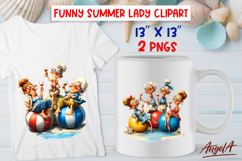 Summer vacation clipart Elderly lady Best friends Party PNG Product Image 1