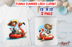 Summer vacation clipart elderly lady in hat Flamingo Wine Product Image 1
