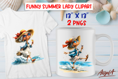 Summer vacation clipart Happy elderly lady with glass wine Product Image 1