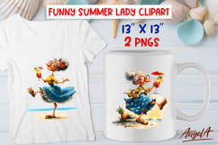 Summer vacation clipart elderly lady with cocktail, relax Product Image 1