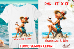 Summer vacation clipart Elderly lady Wine quote Beach png Product Image 1