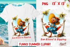 Summer vacation clipart Elderly lady Tropical Wine quote Product Image 1