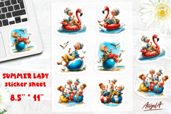 Summer Stickers Bundle Vacation sticker sheet Elderly Lady Product Image 11
