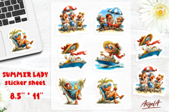 Summer Stickers Bundle Vacation sticker sheet Elderly Lady Product Image 13
