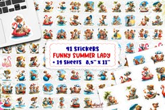Summer Stickers Bundle Vacation sticker sheet Elderly Lady Product Image 1