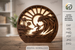 3D Summer Led Decor Laser Cut. Lightbox. Led Lantern SVG Product Image 1