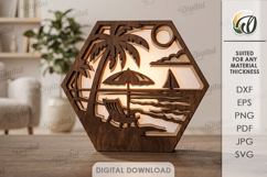 3D Summer Led Decor Laser Cut. Lightbox. Led Lantern SVG Product Image 1