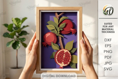 3D Summer Layered Fruit Decor. Pomegranate Wall Art Papercut Product Image 1