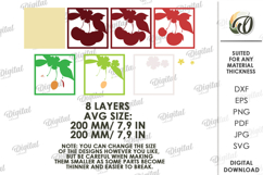 3D Summer Layered Fruit Decor. Cherry Wall Art Paper cut Product Image 2