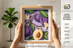 3D Summer Layered Fruit Decor. Plum Wall Art Paper cut Product Image 1