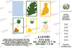 3D Summer Layered Fruit Decor. Pineapple Wall Art Paper cut Product Image 2