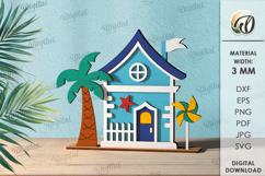Summer Layered House Laser Cut. House Stand Decor SVG Product Image 1