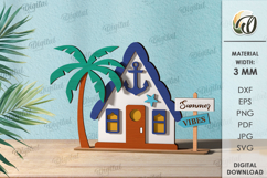 Summer Layered House Laser Cut. House Stand Decor SVG Product Image 1