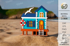 Summer Layered House Laser Cut. House Stand Decor SVG Product Image 1