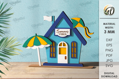 Summer Layered House Laser Cut. House Stand Decor SVG Product Image 1