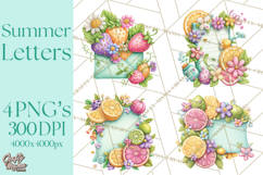Summer Letters and Mail PNG, Summer Stationery Clipart Product Image 1