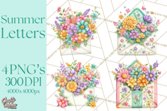 Summer Letters and Mail PNG, Summer Stationery Clipart Product Image 1