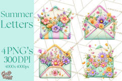 Summer Letters and Mail PNG, Summer Stationery Clipart Product Image 1