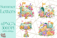 Summer Letters and Mail PNG, Summer Stationery Clipart Product Image 1