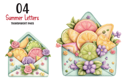 Summer Letters And Mail Png, Summer Stationery Clipart Product Image 1