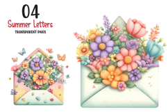 Summer Letters And Mail Png, Summer Stationery Clipart Product Image 1