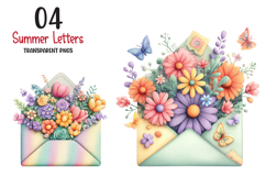 Summer Letters And Mail Png, Summer Stationery Clipart Product Image 1
