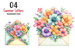 Summer Letters And Mail Png, Summer Stationery Clipart Product Image 1