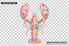 coastal lobster png, floral lobster png, lobster clipart png, hand drawn lobster, summer coastal png, ocean life clipart, seaside lobster design, beach clipart png, lobster sublimation, coastal sea clipart