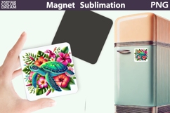 Tropical Sea Turtle Magnet Art | Summer Sublimation Product Image 1