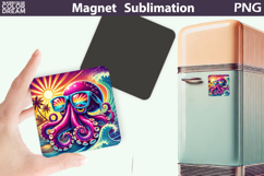 Tropical Beach Octopus Magnet Design | Summer Sublimation Product Image 1