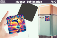 Sunset Dolphin Magnet Art | Summer Sublimation Product Image 1