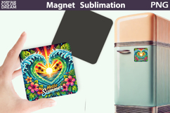 Hello Summer Heart Waves Magnet | Tropical Sublimation Product Image 1