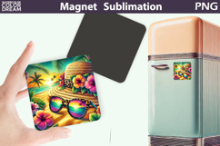 Tropical Beach Hat Sunglasses Magnet| Summer Sublimation Product Image 1