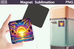 Tropical Sunset Ocean Magnet | Summer Sublimation Product Image 1