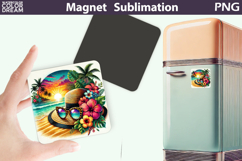 Tropical Beach Hat Sunglasses Magnet| Summer Sublimation Product Image 1