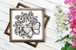 Summer Butterflies Mandala SVG with Hibiscus Flower and Tropical Leaves Design for T-shirts, Pillows, Mugs, Tote bags and Wall art. Compatible with Cricut and Silhouette Cutting Machines
