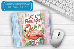 Flamingo Summer Mouse Pad Sublimation floral tropical design Product Image 1