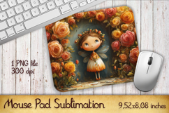Summer Sun Girl with Flowers Mouse Pad | Sublimation PNG Product Image 1