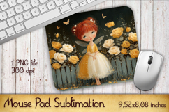 Summer Sun Girl with Flowers Mouse Pad | Sublimation PNG Product Image 1