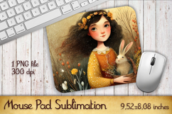 Summer Sun Girl with Flowers Mouse Pad | Sublimation PNG Product Image 1