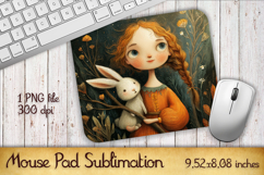Summer Sun Girl with Flowers Mouse Pad | Sublimation PNG Product Image 1