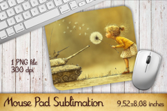 Summer Sun Girl with Flowers Mouse Pad | Sublimation PNG Product Image 1