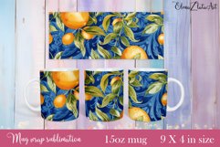 Lemon Mug Wrap Sublimation. Paper Lemon Mug Design Product Image 1