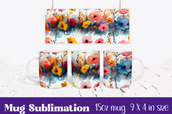 Floral Mug Wrap Sublimation, Flowers Pattern Product Image 1
